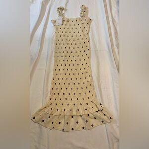 Charming Cream Polka Dot Kids Dress.         Size S